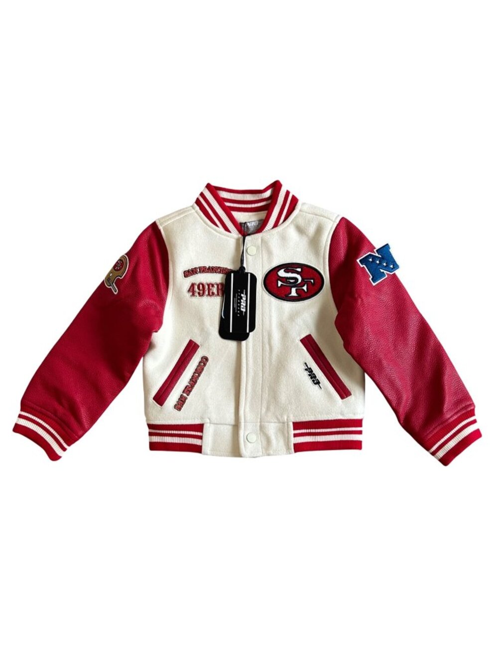 San Francisco 49ers Kids Varsity Jacket Size 4 NFL Pro Standard Red & White